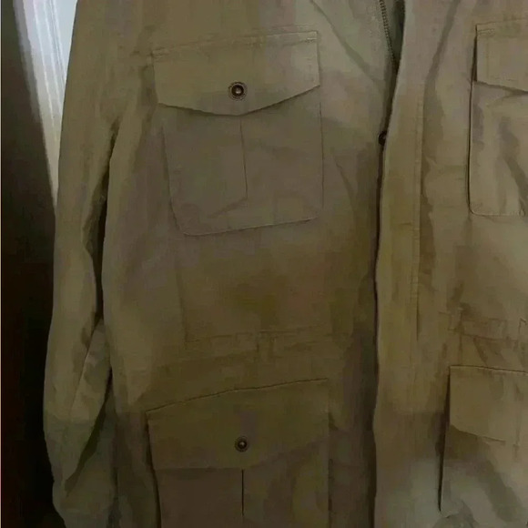 LL Bean Men’s Khaki Field Work Jacket with Hideaway Hood Size L - Picture 2 of 11